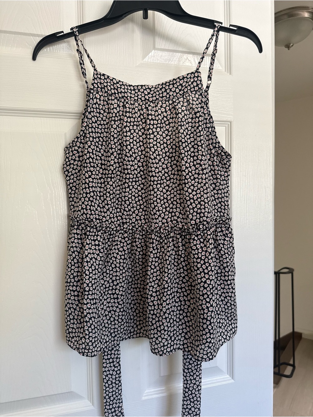Sienna Sky Navy Blue and White Floral Spaghetti-Strap Top